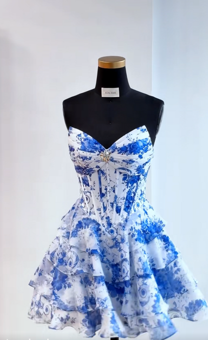 Pretty Blue Homecoming Dress A-Line Tulle Birthday Party Dress ED10065