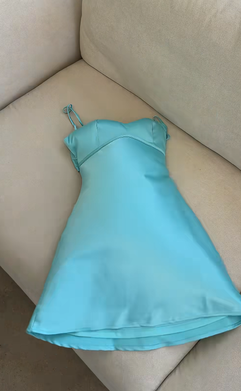 Pretty Blue Homecoming Dress Sheath Satin Birthday Party Dress ED10066