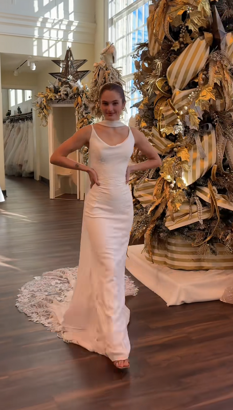 Elegant White Wedding Dress Sheath Chiffon Bridal Dress ED10071