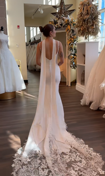 Elegant White Wedding Dress Sheath Chiffon Bridal Dress ED10071