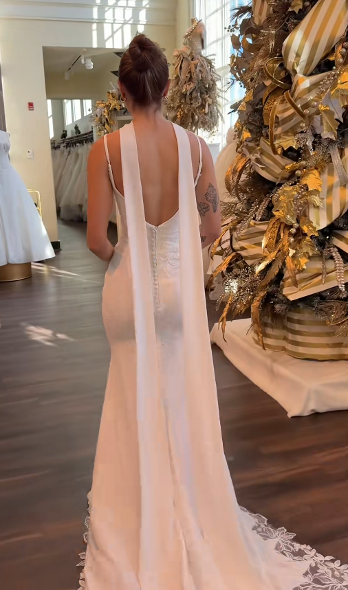 Elegant White Wedding Dress Sheath Chiffon Bridal Dress ED10071