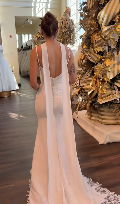 Elegant White Wedding Dress Sheath Chiffon Bridal Dress ED10071