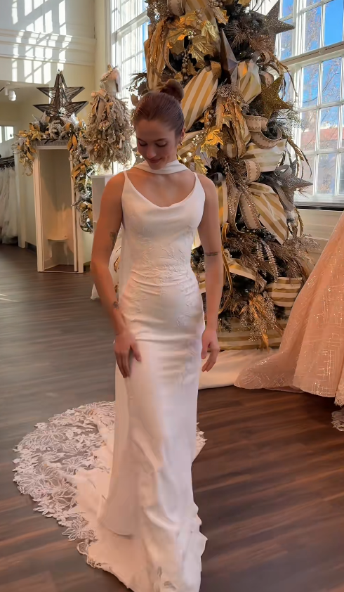 Elegant White Wedding Dress Sheath Chiffon Bridal Dress ED10071