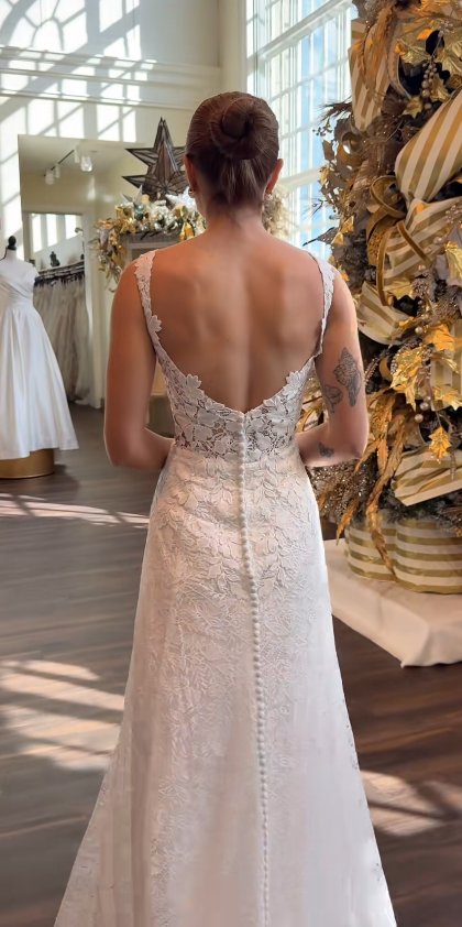 Elegant White Wedding Dress Sheath Lace Bridal Dress ED10072