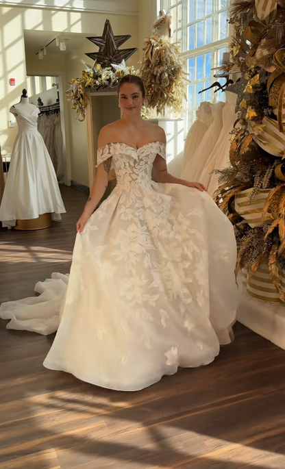 Elegant White Wedding Dress A-Line Lace Bridal Dress ED10073
