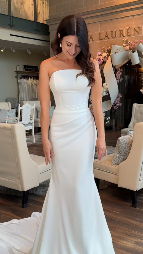 Elegant White Wedding Dress Sheath Chiffon Bridal Dress ED10078