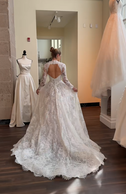 Elegant White Wedding Dress A-Line Lace Bridal Dress ED10081