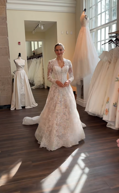 Elegant White Wedding Dress A-Line Lace Bridal Dress ED10081