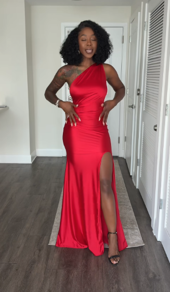 Glamours Red Evening Dress Satin Sheath Prom Dress ED10086