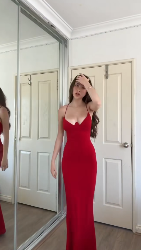 Glamours Red Evening Dress Chiffon Sheath Prom Dress ED10087