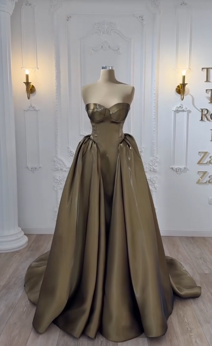 Glamours Green Evening Dress Sheath Satin Prom Dress ED10096