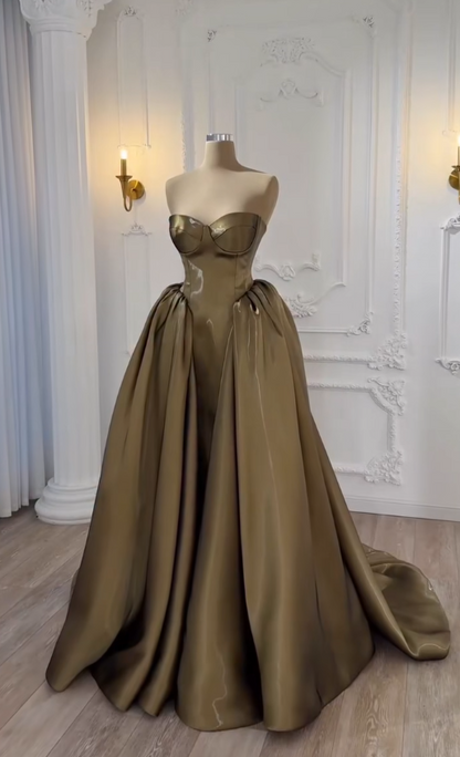 Glamours Green Evening Dress Sheath Satin Prom Dress ED10096