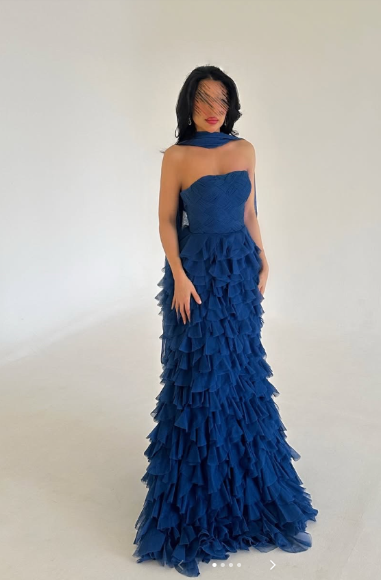 Glamours Blue Evening Dress A-Line Chiffon Prom Dress ED10098