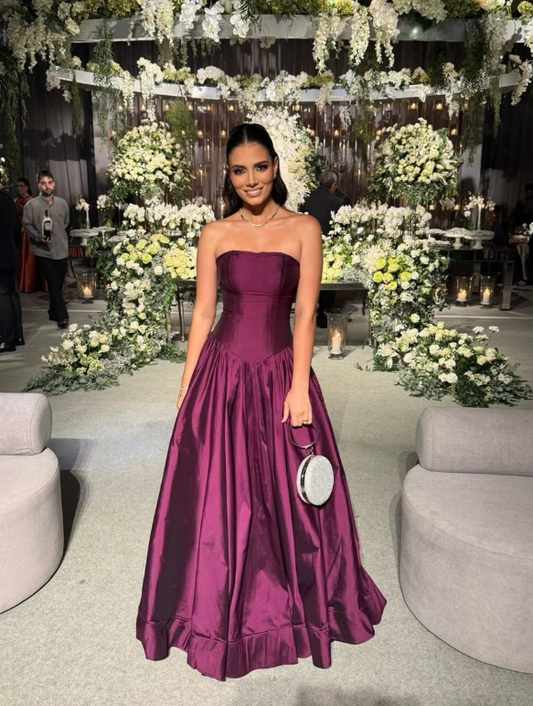 Glamours Grape Evening Dress A-Line Satin Prom Dress ED10100