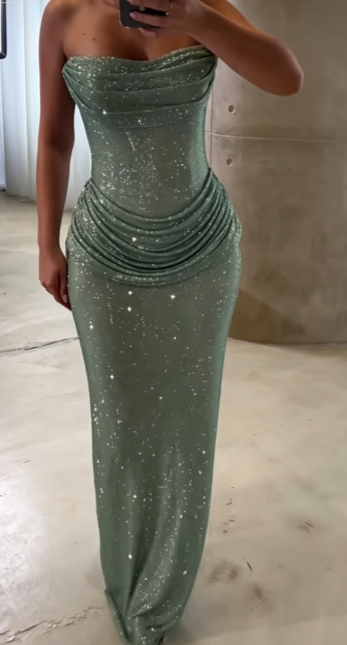 Glamours Mint Green Evening Dress Sheath Sequins Prom Dress ED10101