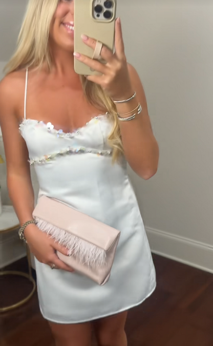 Jolie robe d'anniversaire blanche fourreau en mousseline Robe de soirée de bal ED10109