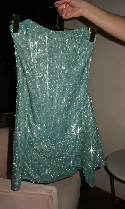 Cute Blue Birthday Dress Sheath Sequins Chiffon Homecoming Dress ED10127