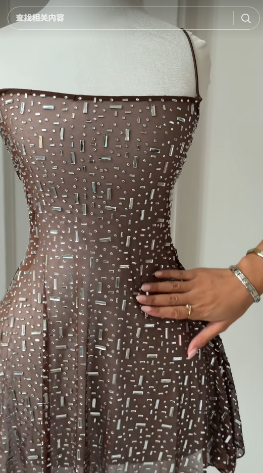 Cute Brown Birthday Dress Sheath Chiffon Beaded Homecoming Dress ED10125