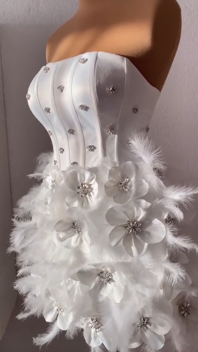 Cute White Sheath Satin Homecoming Dress ED10134