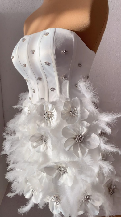 Cute White Sheath Satin Homecoming Dress ED10134