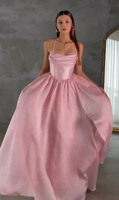 Elegant Pink Sheath Satin Evening Dress ED10145