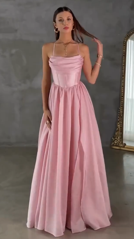 Elegant Pink Sheath Satin Evening Dress ED10145