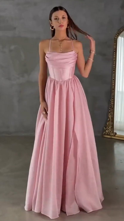 Elegant Pink Sheath Satin Evening Dress ED10145