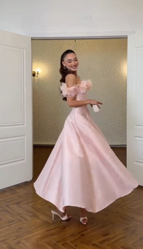 Elegant Pink A-Line Satin Evening Dress ED10148