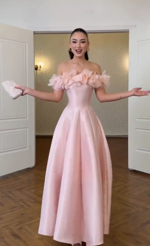 Elegant Pink A-Line Satin Evening Dress ED10148