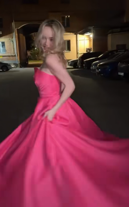 Elegant Pink A-Line Satin Evening Dress ED10150