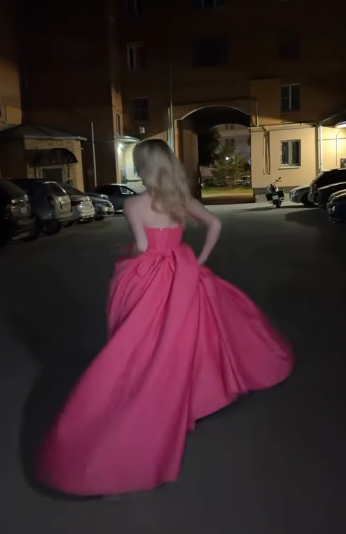 Elegant Pink A-Line Satin Evening Dress ED10150