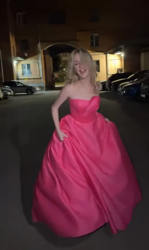 Elegant Pink A-Line Satin Evening Dress ED10150