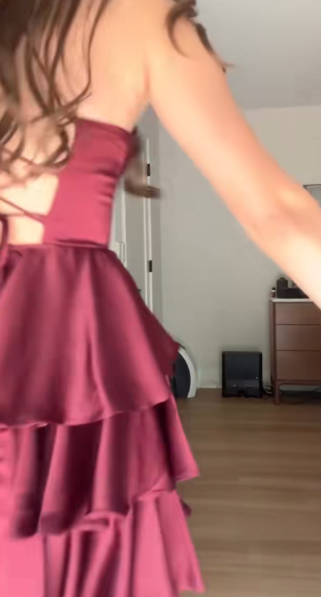Elegant Burgundy Sheath Satin Evening Dress ED10152
