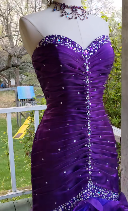 Elegant Purple Sheath Tulle Evening Dress ED10155
