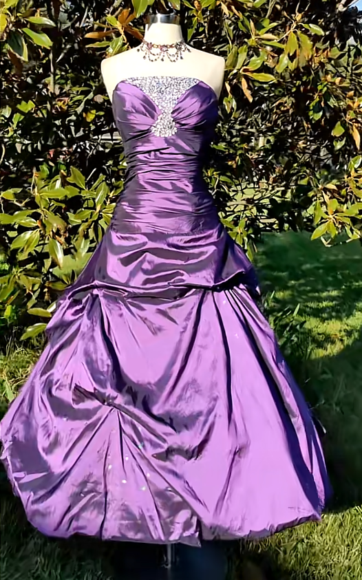 Elegant Purple A-Line Satin Evening Dress ED10160