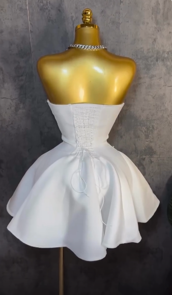 Elegant White A-Line Satin Birthday Dress ED10161