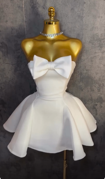Elegant White A-Line Satin Birthday Dress ED10161