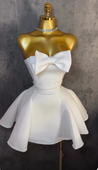 Elegant White A-Line Satin Birthday Dress ED10161