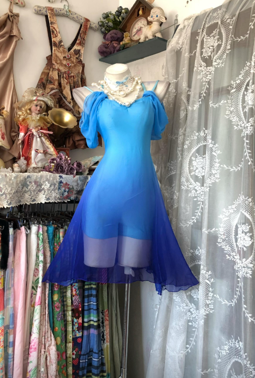 Elegant Blue Sheath Chiffon Birthday Dress ED10163