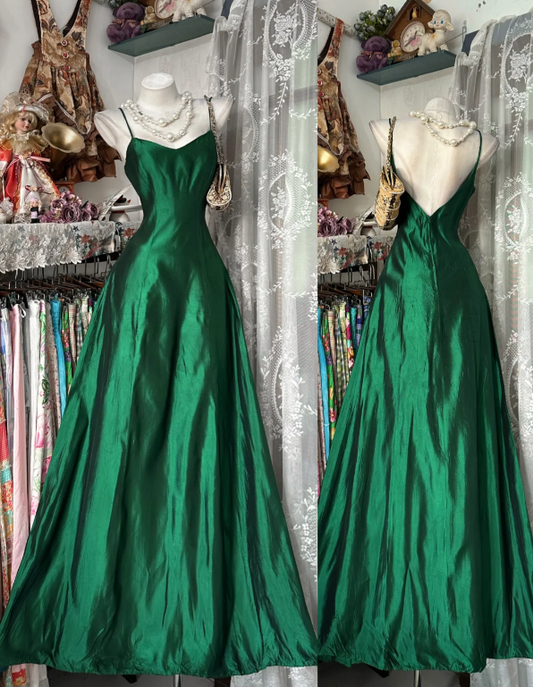 Elegant Green A-Line Satin Prom Dress ED10165