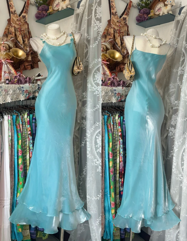 Elegant Blue Sheath Chiffon Prom Dress ED10169