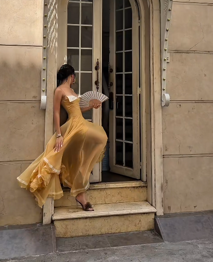 Elegant Yellow Sheath Chiffon Prom Dress ED10170
