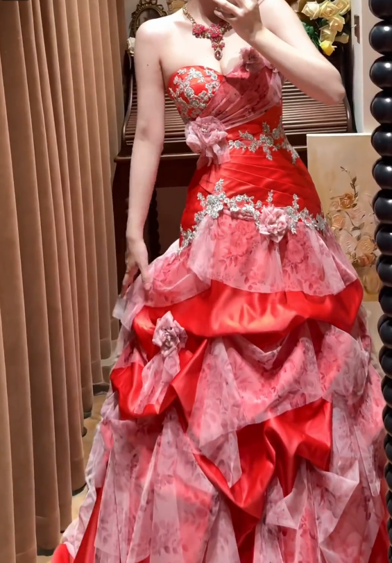 Elegant Burgundy Sheath Tulle Prom Dress ED10171