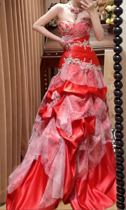 Elegant Burgundy Sheath Tulle Prom Dress ED10171