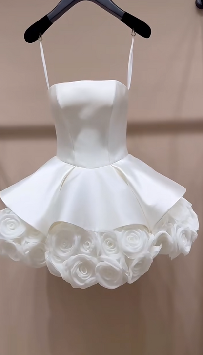 Simple White A-line Bridal Gown Short Wedding Dress ED10174
