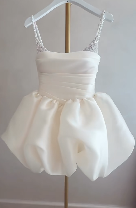 Simple White A-line Bridal Gown Short Wedding Dress ED10175
