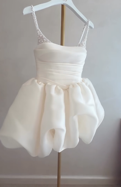 Simple White A-line Bridal Gown Short Wedding Dress ED10175