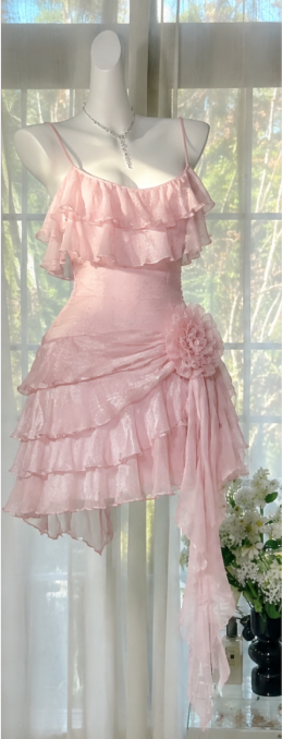 Cute Pink Short Homecoming Dress Chiffon A-Line Semi-Formal Dress ED10187