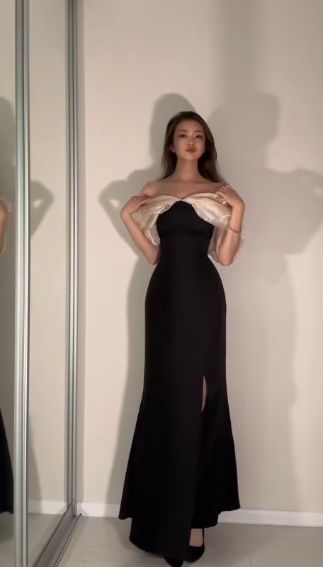 Chic Black Prom Dress Sheath Chiffon Formal Dress ED10201