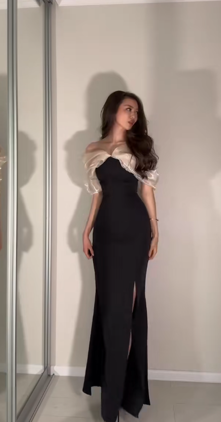 Chic Black Prom Dress Sheath Chiffon Formal Dress ED10201